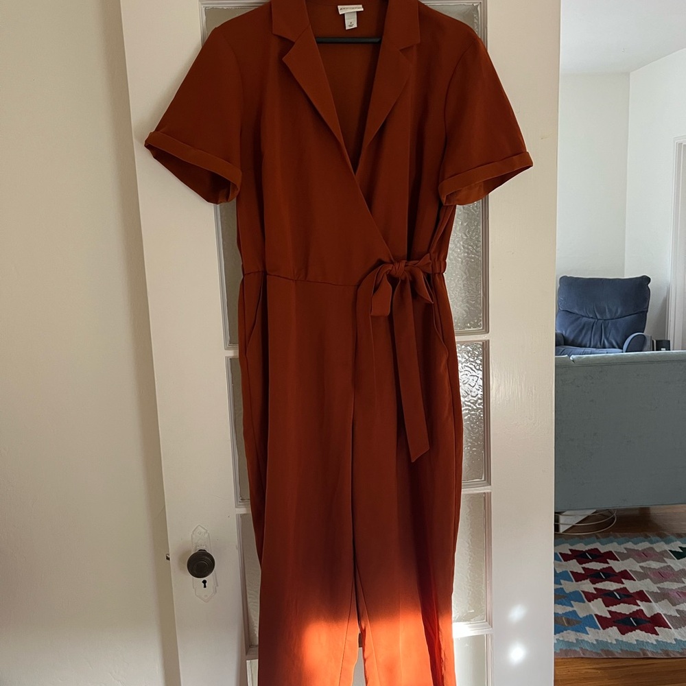 Ava & Viv Plus Size Rust Wrap jumpsuit